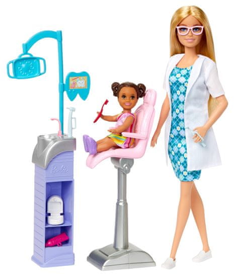 Mattel Barbie Povolání herní set s panenkou - Zubařka blondýnka DHB63