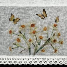 Eurofirany Eurofirany Závěs připravený závidět FLORA 150x30 Eurofirany bílé žluté narcisy motýli