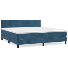 Vidaxl Box spring postel s matrací tmavě modrá 180x200 cm samet