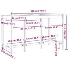 Vidaxl Barový stůl 180 x 80 x 110 cm masivní borové dřevo