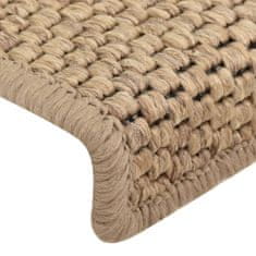 Vidaxl Samolepící nášlapy na schody vzhled sisal 15 ks 65x21x4 cm