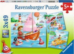 Ravensburger Puzzle Zvířátka a vodní plavidla 3x49 dílků