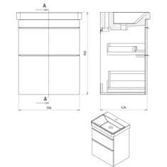 SAPHO SITIA umyvadlová skříňka 56,4x70x44,2cm, 2xzásuvka, dub alabama SI060-2222 - Sapho