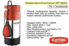Extol Premium Čerpadlo elektrické nerezové tlakové 1100 W 5500 l / hod Extol Premium 8895008