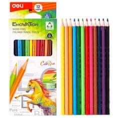 Deli stationery Pastelky trojhranné bezdřevé 12 barev