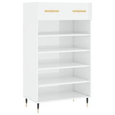 Greatstore Botník bílý s vysokým leskem 60 x 35 x 105 cm kompozitní dřevo