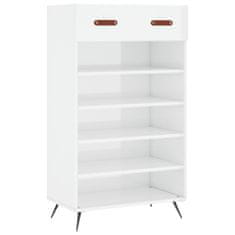 Greatstore Botník bílý s vysokým leskem 60 x 35 x 105 cm kompozitní dřevo