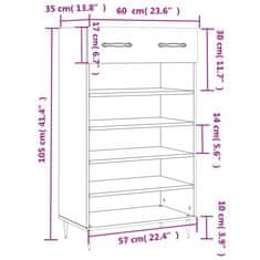 Vidaxl Botník betonově šedý 60 x 35 x 105 cm kompozitní dřevo