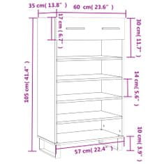 Vidaxl Botník šedý sonoma 60 x 35 x 105 cm kompozitní dřevo