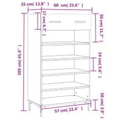 Vidaxl Botník kouřový dub 60 x 35 x 105 cm kompozitní dřevo