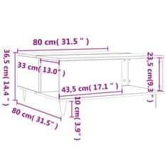 Greatstore Konferenční stolek bílý 80 x 80 x 36,5 cm kompozitní dřevo