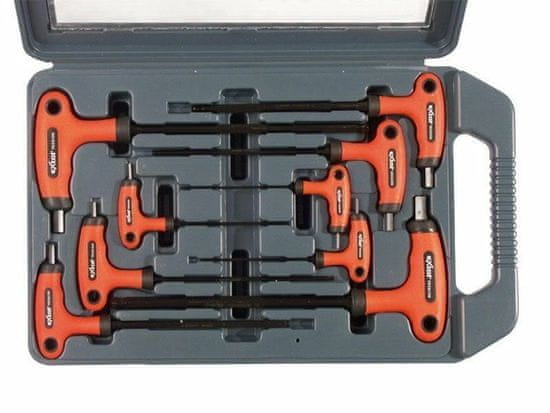 kltools Sada 9 zástrčných klíčů Imbus s kuličkou a T rukojetí v kazetě, 2-10 mm, EXTOL-PREMIUM