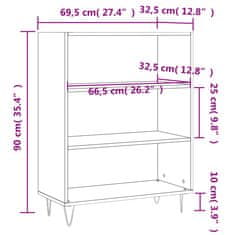 Greatstore Knihovna bílá 69,5 x 32,5 x 90 cm kompozitní dřevo