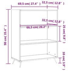 Greatstore Knihovna bílá 69,5 x 32,5 x 90 cm kompozitní dřevo