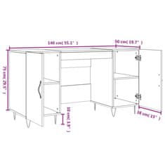 Vidaxl Psací stůl kouřový dub 140 x 50 x 75 cm kompozitní dřevo