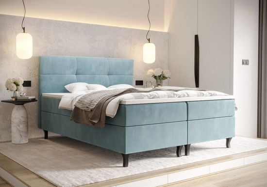 Veneti Boxspringová postel s úložným prostorem DORINA COMFORT - 180x200, šedomodrá