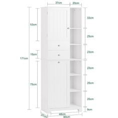 SoBuy SoBuy BZR104-W Vysoká skříňka s rozkládacím pytlem na prádlo Koupelnová skříňka Úzká skříňka na prádlo Koupelnový nábytek Bílá 60x171x37cm