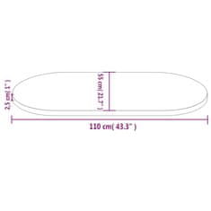 Vidaxl Stolní deska 110 x 55 x 2,5 cm masivní borové dřevo oválná