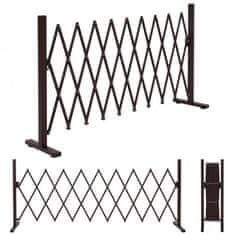 MCW Hliníková zábranová mříž K56, nůžkový bezpečnostní plot, výsuvný otočný ocelový 103x36-265x31cm, hnědý