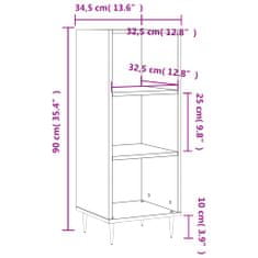 Vidaxl Příborník bílý vysoký lesk 34,5 x 32,5 x 90 cm kompozitní dřevo