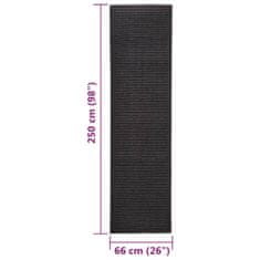 Greatstore Sisalový koberec pro škrabací sloupek černý 66 x 250 cm