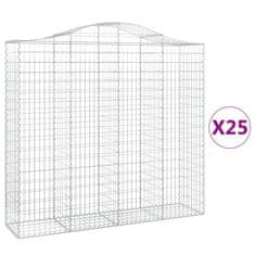 Vidaxl Klenuté gabionové koše 25ks 200x50x180/200cm pozinkované železo