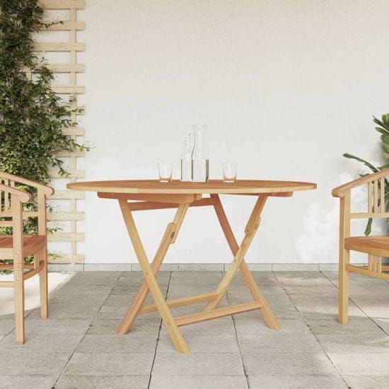 Greatstore Skládací zahradní stůl Ø 120 x 75 cm masivní teakové dřevo