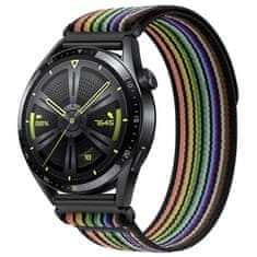 BStrap Velcro Nylon řemínek na Huawei Watch GT 42mm, black rainbow