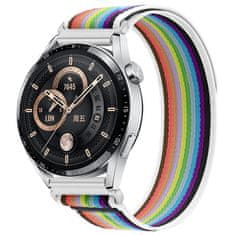 BStrap Velcro Nylon řemínek na Samsung Galaxy Watch 3 41mm, white rainbow