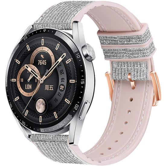 BStrap Glitter řemínek na Huawei Watch GT/GT2 46mm, silver