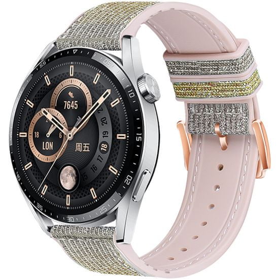 BStrap Glitter řemínek na Huawei Watch GT/GT2 46mm, silver yellow