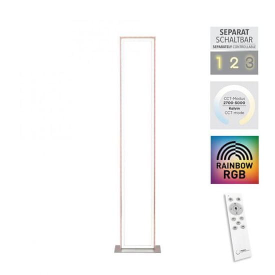 PAUL NEUHAUS LEUCHTEN DIREKT is JUST LIGHT LED stojací svítidlo stříbrná barva, nožní vypínač, stmívatelné Sidelight RGB Rainbow 2700-5000K LD 14640-55