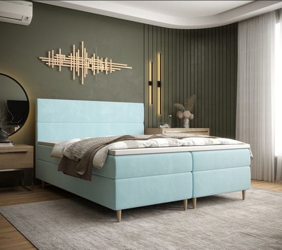 Veneti Boxspringová postel ANGELES COMFORT - 140x200, světle modrá