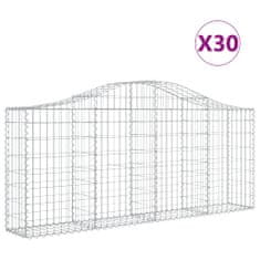 Vidaxl Klenuté gabionové koše 30ks 200x30x80/100 cm pozinkované železo