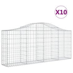 Vidaxl Klenuté gabionové koše 10ks 200x30x80/100 cm pozinkované železo