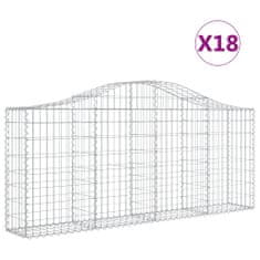 Vidaxl Klenuté gabionové koše 18ks 200x30x80/100 cm pozinkované železo