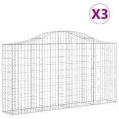 Vidaxl Klenuté gabionové koše 3 ks 200x30x100/120cm pozinkované železo