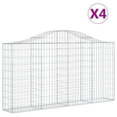 Vidaxl Klenuté gabionové koše 4 ks 200x30x100/120cm pozinkované železo