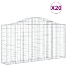 Vidaxl Klenuté gabionové koše 20ks 200x30x100/120cm pozinkované železo