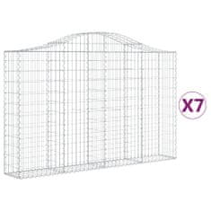 Vidaxl Klenuté gabionové koše 7 ks 200x30x120/140cm pozinkované železo