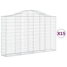 Vidaxl Klenuté gabionové koše 15ks 200x30x120/140cm pozinkované železo