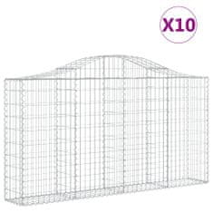 Vidaxl Klenuté gabionové koše 10ks 200x30x100/120cm pozinkované železo