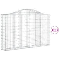 Vidaxl Klenuté gabionové koše 12ks 200x30x120/140cm pozinkované železo