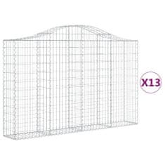 Vidaxl Klenuté gabionové koše 13ks 200x30x120/140cm pozinkované železo