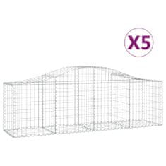 Vidaxl Klenuté gabionové koše 5 ks 200x50x60/80 cm pozinkované železo