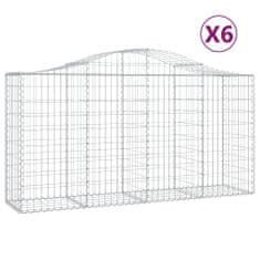 Vidaxl Klenuté gabionové koše 6 ks 200x50x100/120cm pozinkované železo