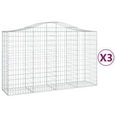 Vidaxl Klenuté gabionové koše 3 ks 200x50x120/140cm pozinkované železo