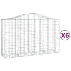 Vidaxl Klenuté gabionové koše 6 ks 200x50x120/140cm pozinkované železo