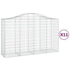 Vidaxl Klenuté gabionové koše 11ks 200x50x120/140cm pozinkované železo