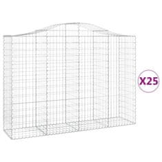 Vidaxl Klenuté gabionové koše 25ks 200x50x140/160cm pozinkované železo